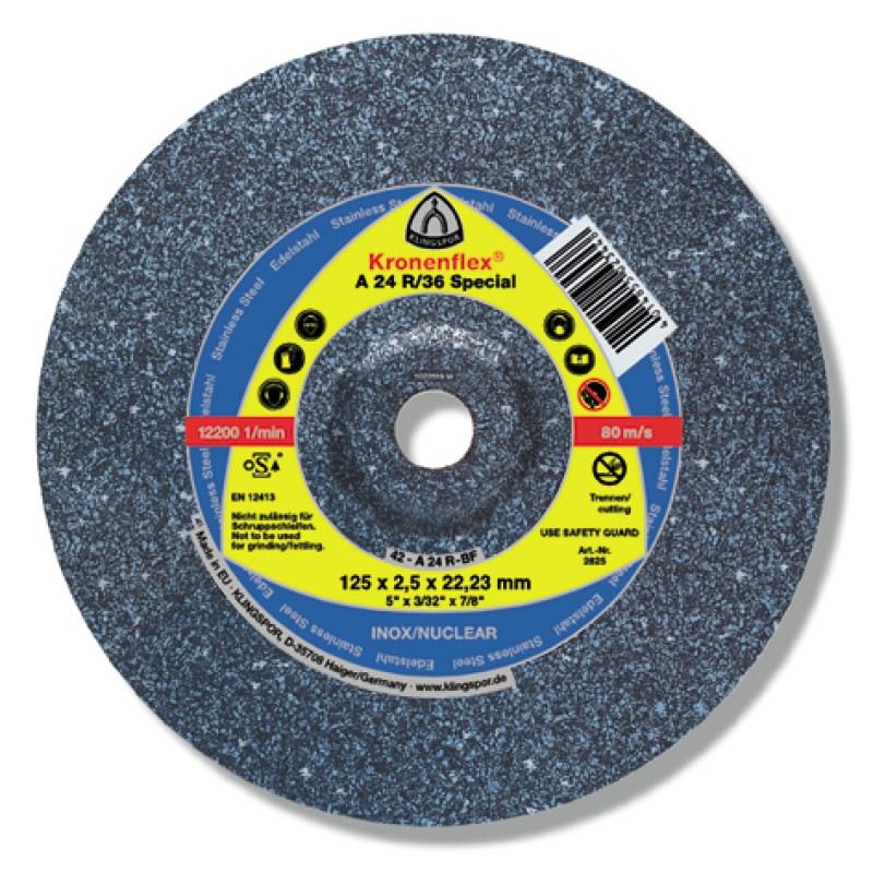 Cut Off Type 27 (Depressed Center) 7 X 3/32(3mm) X 7/8 A24R for Stainless Steel Klingspor 60537