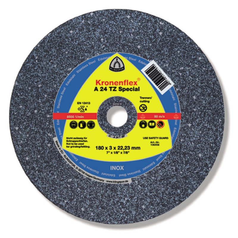 Grinding Disc Type 27 (Depressed Center) 9" x 1/4" (6mm) x 7/8" A24TZ for Castings Klingspor 163501