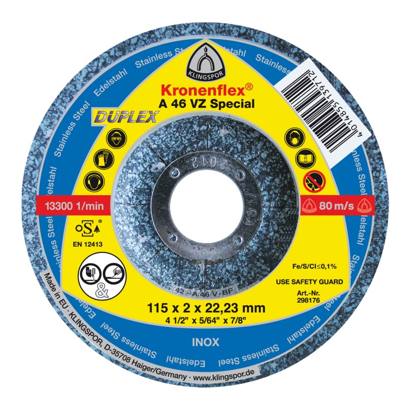 Cut Off Depressed Center 4-1/2 x 5/64(2mm) x 7/8 A46vz Klingspor 298176