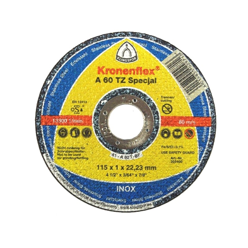 Cut Off Depressed Center 4-1/2 x .040(1mm) x 7/8 A60tz Klingspor 233741