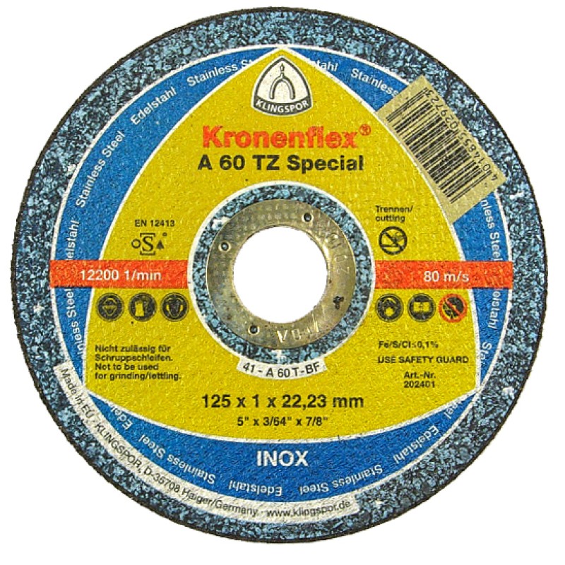 Cut Off Flat 5 x .040(1/32) x 7/8 A60tz Klingspor 202401