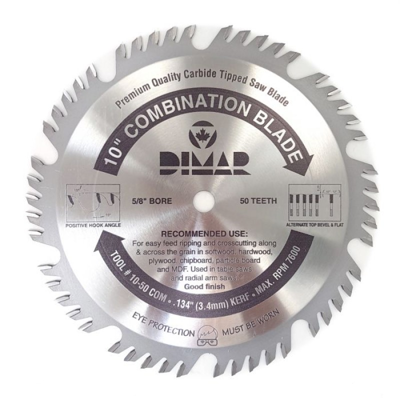 Dimar Nova 10" x 50 Tooth COM Combination 5/8" bore