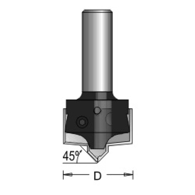 N4-B51 V-groove 2 Flute Type B 1-1/4" Diameter 1/4" Shank 45° Angle