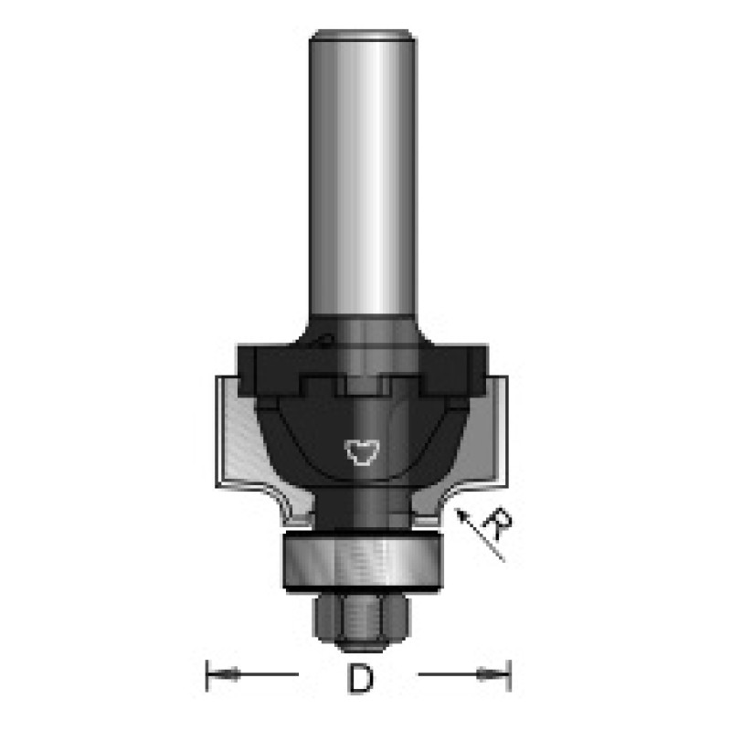 N8-A03 Rounding Over Bit Type A 2 Flute 1/8" Radius 1/2" Shank A03 Blade