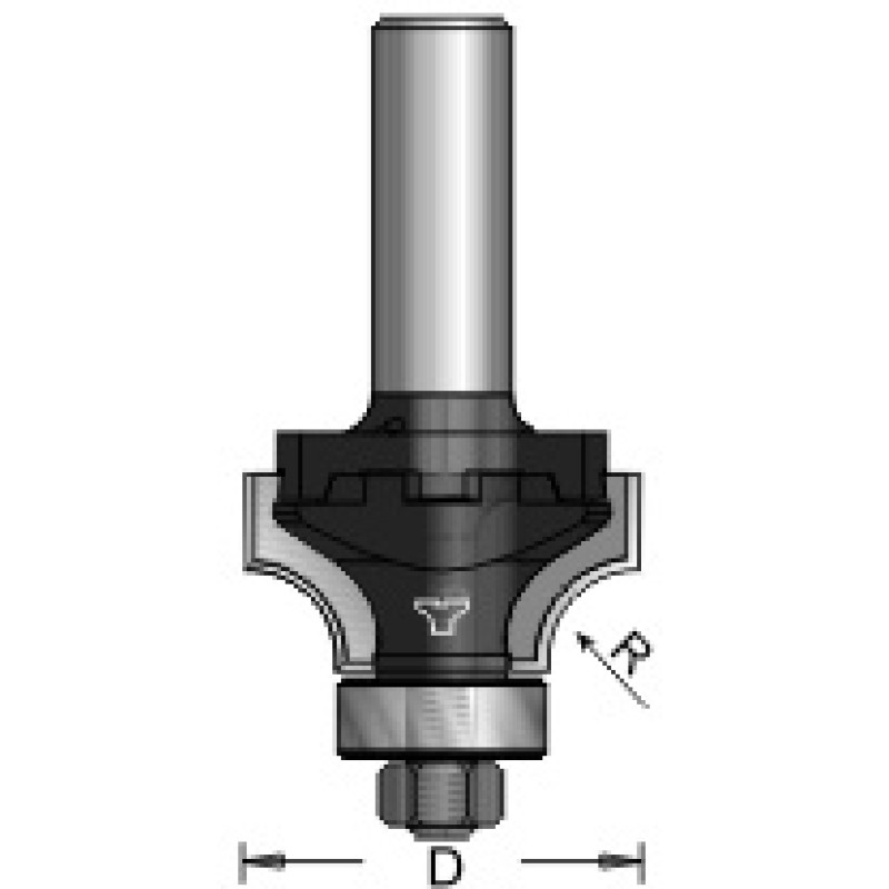 N4-A07 Round Over Bit Type A 2 Flute Multi Profile System 3/8" Radius 1/4" shank A07 Blade