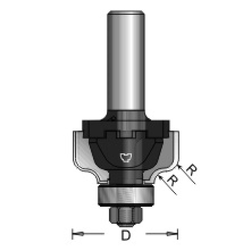 N8-A16 Panelling Bit Type A 2 Flute 5/32" & 3/16" Radius 1/2" Shank A16 Blade