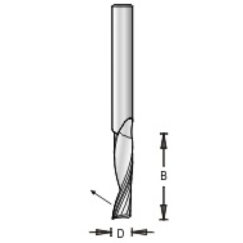 SCPL463 O Flute Spiral Plastic Upcut Bit 1 Flute 3/4" Cutting Height 1/4" Diameter 1/4" Shank