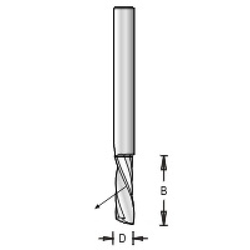 SCPL46DC O Flute Downcut Spiral Plastic Bit 1 Flute 1" Cutting Height 1/4" Diameter 1/4" Shank