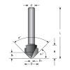 1/2" Dia Carbide Tipped 1/4" Shank 2" Length Folding V Groove Bit