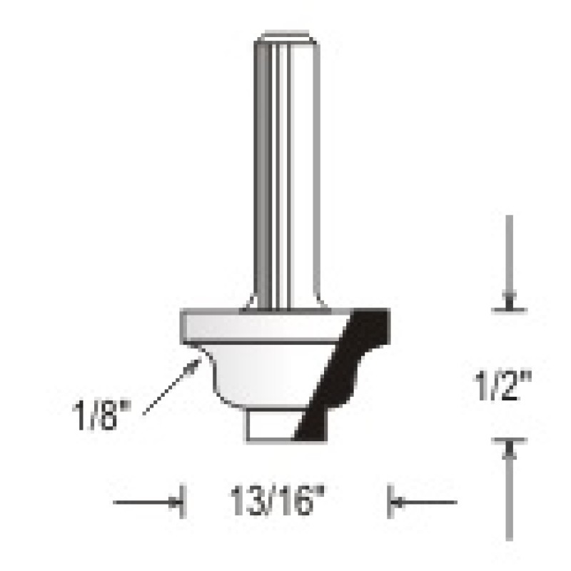 WP150420 Woodpecker Cope & Stick 2 Piece Bits 3 Flute 1/2" Cutting Height 1/8" Radius 1/4" Shank