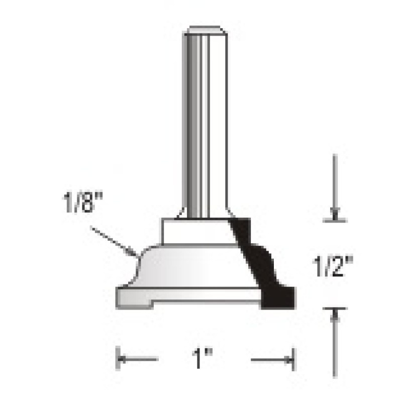 WP150425 Woodpecker 2 Piece Cope & Stick Bits3 Flute 1/2" Cutting Height 1/8" Radius 1/4" Shank