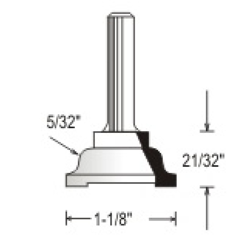 WP150429 Woodpecker 2 Piece Cope & Stick Bits 3 Flute 21/32" Cutting Height 5/32" Radius 1/4" Shank