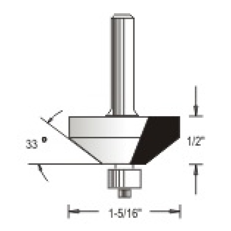WP150432 Woodpecker Cope & Stick Bit 3 Flute 35/64" Cutting Height 1/4" Shank 33° Angle