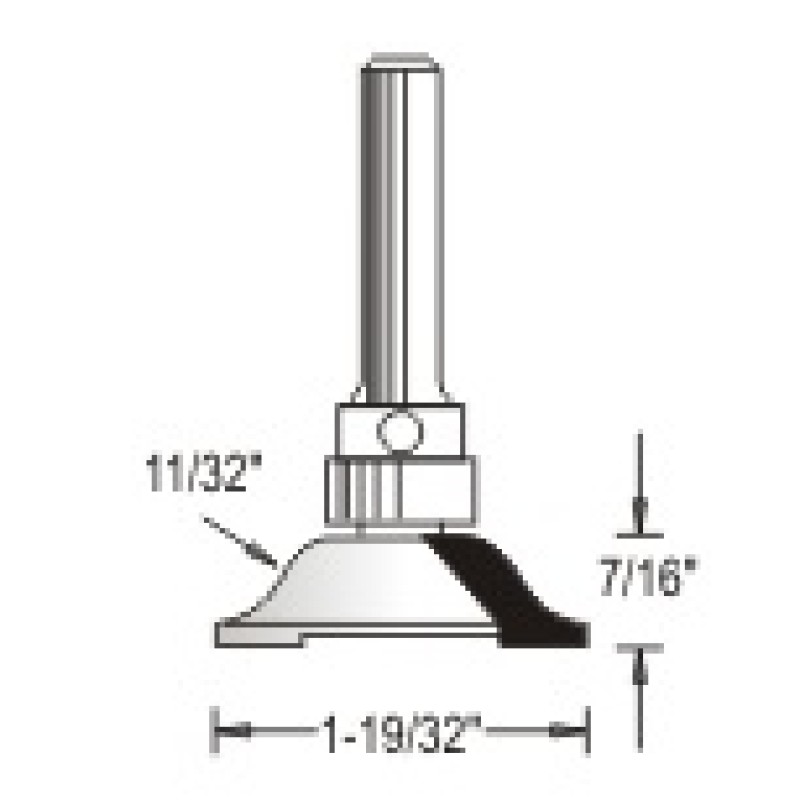 WP150441 Woodpecker 2 Piece Cope & Stick Bits 3 Flute 11/32" Radius 7/16" Cutting Height 1/4" Shank