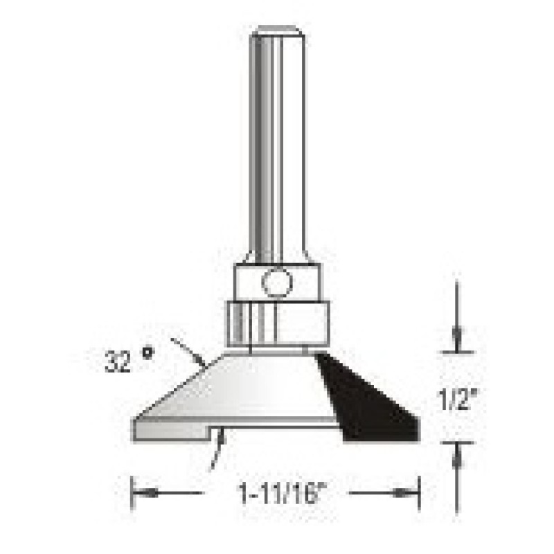WP150443 Woodpecker 2 Piece Cope & Stick Bits 3 Flute 31/16" Cutting Height 1/4" Shank 32° Angle