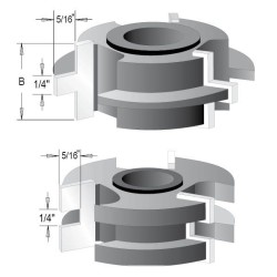 WPC143 Woodpecker Tongue & Groove Cutter 2 Piece Bit Set 3 Wing 1" Cutting Height 3/4" Bore