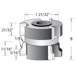 WPC175 Woodpecker Sash & Rail Cutter Head 3 Wing 1-5/8" Cutting Height 3/4" Bore