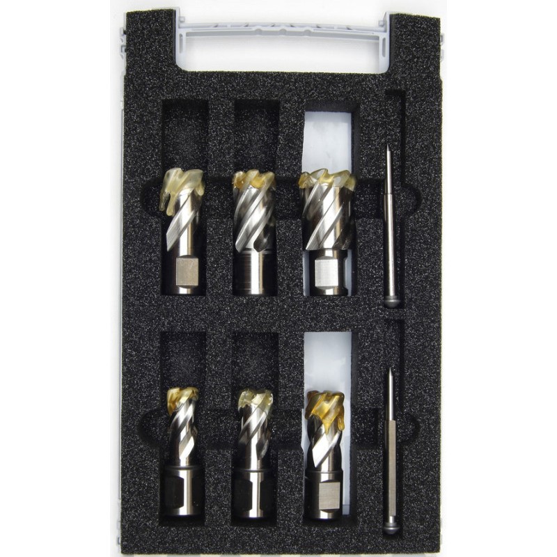Annular Cutter Set 6 Piece Weldon 3/4" Shank 1"Depth