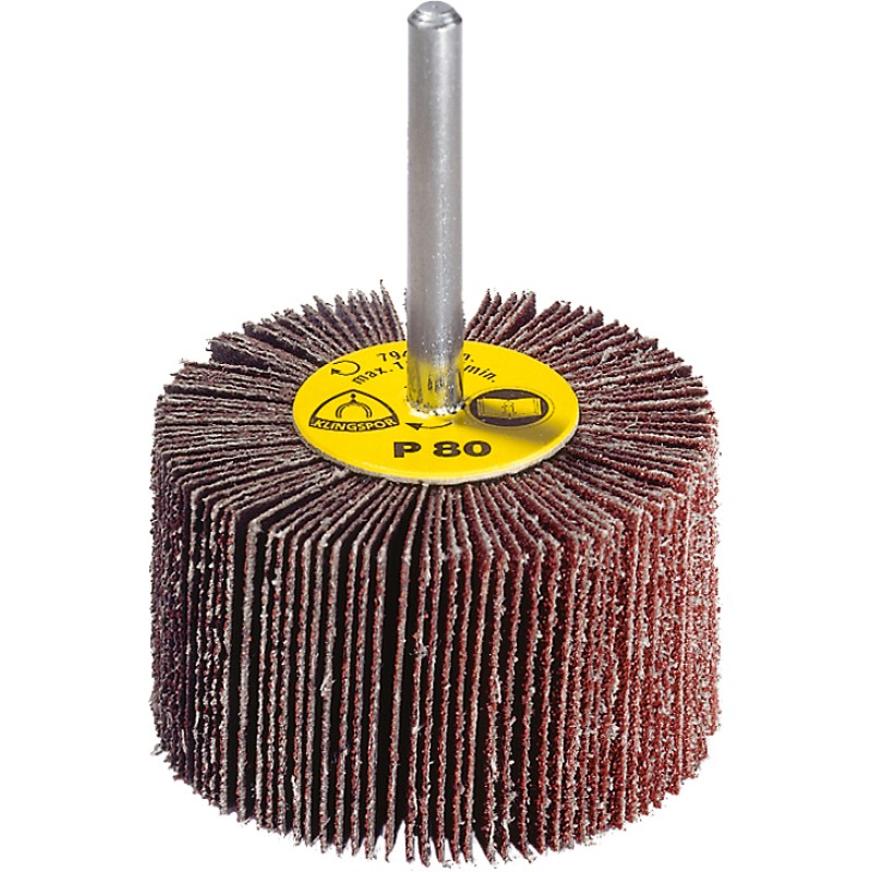 Flap Wheel 1-3/16" Diameter 1" Depth 1/4" Shank KM613 Aluminum Oxide 120 Grit Klingspor 278927