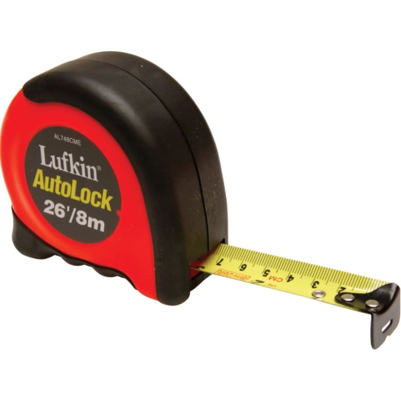 Autolock Measuring Tapes, 1" x 26'/8 m, in/cm Graduations