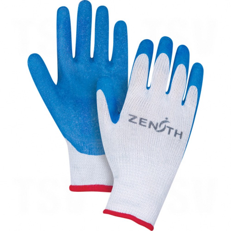 Natural Rubber Latex Coated Gloves - 10-Gauge Seamless Knitted Poly/Cotton Shell Medium (8) 10 Gauge Polyester Cotton Rubber Latex Unlined    