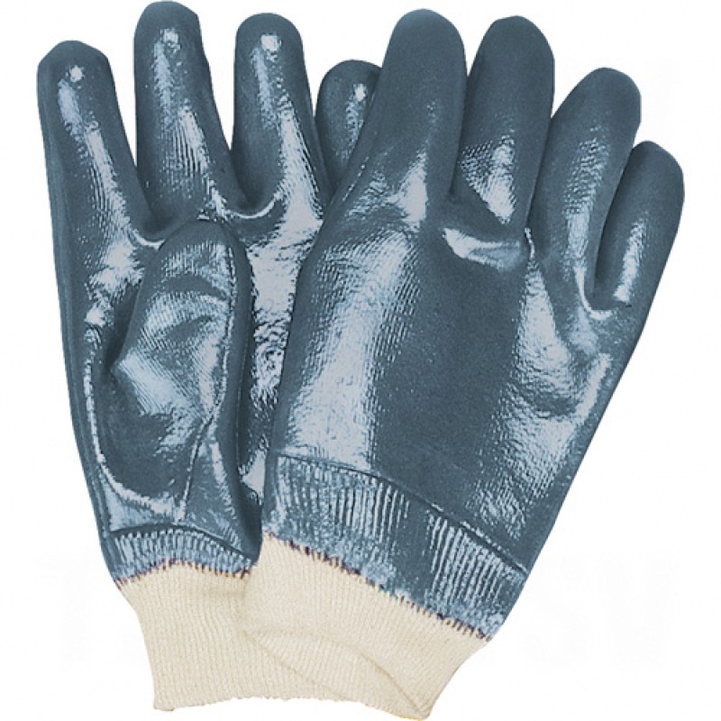 Heavyweight Nitrile Fully Coated Knit Wrist Gloves Medium (8) Non-Knit Cotton Nitrile    