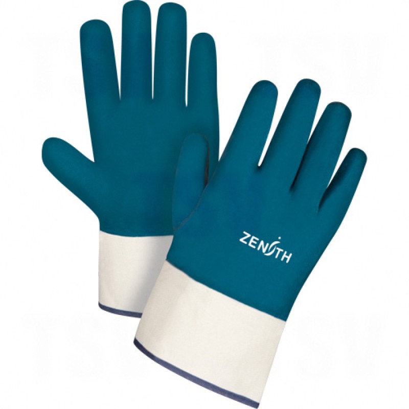 Heavyweight Nitrile Coated Safety Cuff Gloves X-Large (10) Non-Knit Cotton Nitrile Jersey    