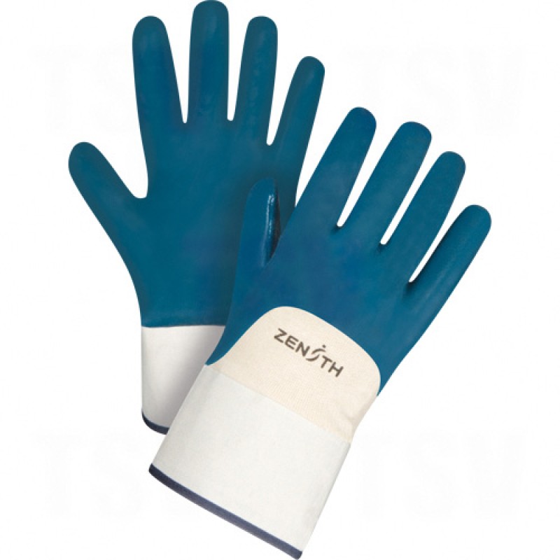 Heavyweight Nitrile Coated Safety Cuff Gloves 2X-Large (11) Non-Knit Cotton Nitrile Jersey    