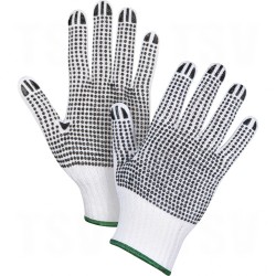 White Poly/Cotton Dotted Gloves Medium Poly/Cotton Double Sided 7 Guage White    