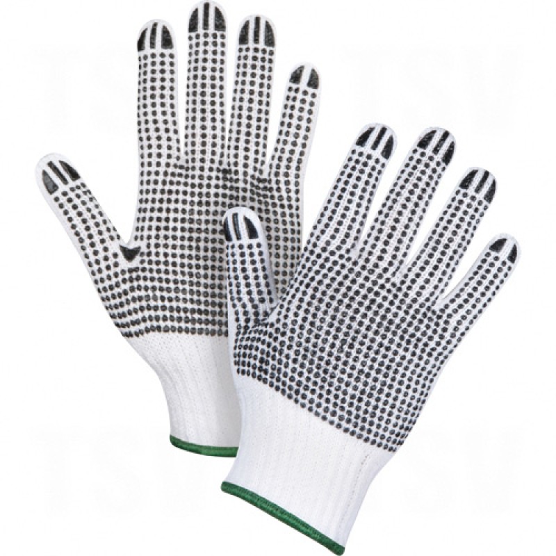 White Poly/Cotton Dotted Gloves Small Poly/Cotton Double Sided 7 Guage White    