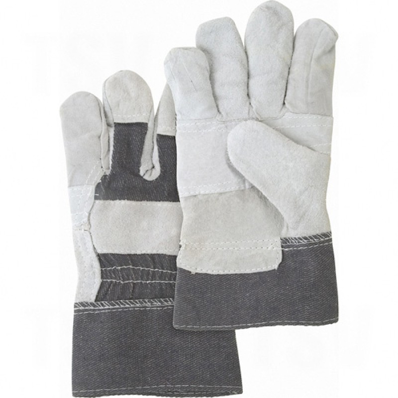 Standard Quality Split Cowhide Patch Palm Fitters Gloves Large Cotton Split Cowhide Safety Starched    