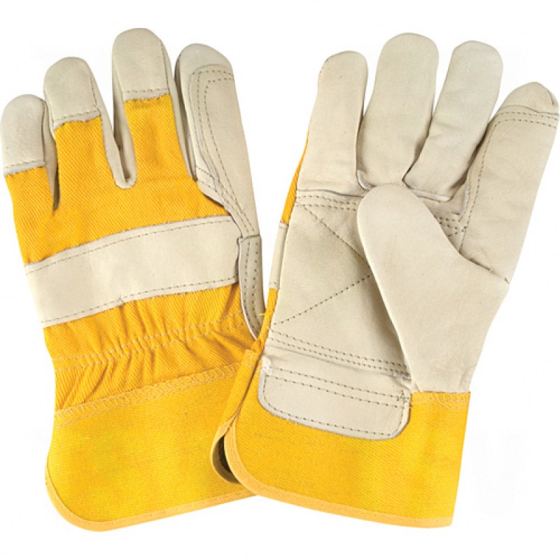 Premium Quality Lined Grain Cowhide Fitters Gloves Large Cotton Grain Cowhide Safety Rubberized    