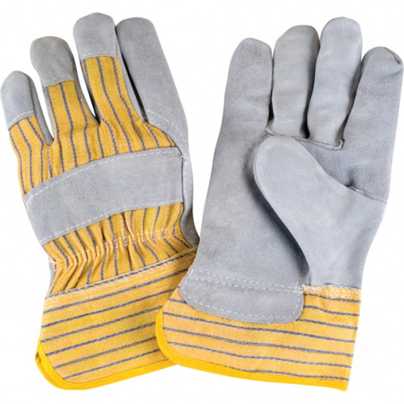 Split Cowhide Fitters Gloves Large Cotton Split Cowhide Safety Starched    