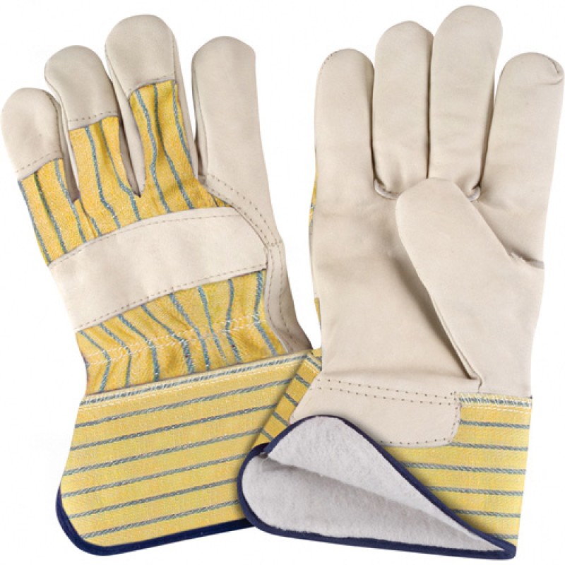 Grain Cowhide Fitters Cotton Fleece Lined Gloves X-Large Cotton Fleece Grain Cowhide Safety Rubberized    