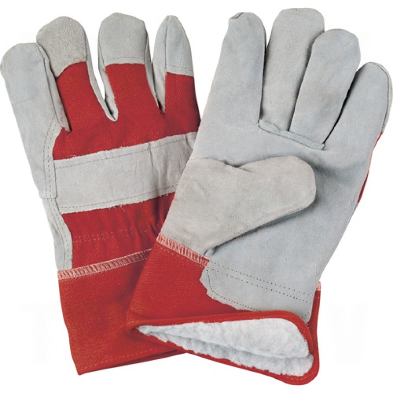 Split Cowhide Fitters Acrylic Boa-Lined Gloves X-Large Boa Split Cowhide Safety Rubberized    