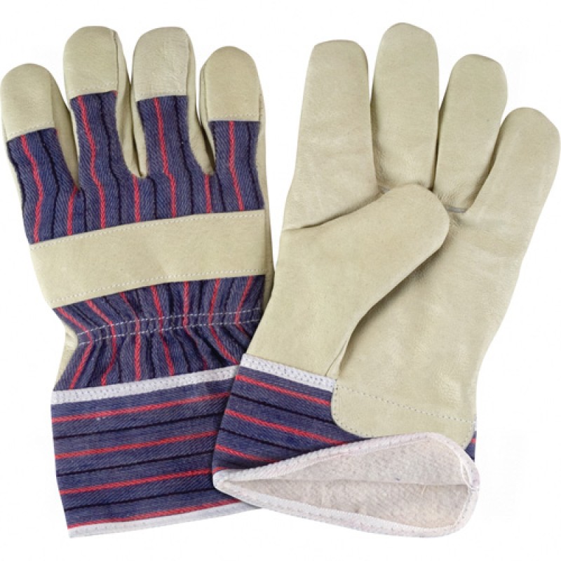Grain Pigskin Fitters Cotton Fleece Lined Gloves Large Cotton Fleece Grain Pigskin Safety Starched    