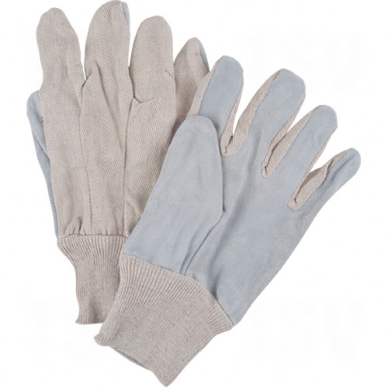 Premium Quality Split Cowhide Leather Palm Gloves Large Unlined Split Cowhide Knit Wrist Cotton    