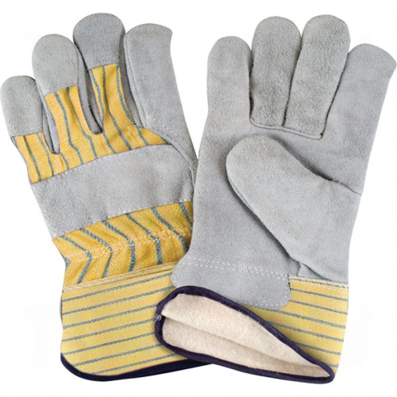 Split Cowhide Fitters Cotton Fleece Lined Gloves X-Large Cotton Fleece Split Cowhide Safety Starched    