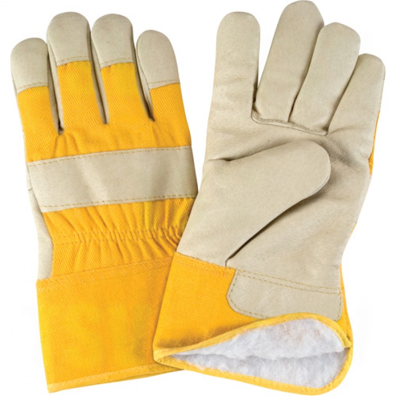 Acrylic Boa-Lined Grain Pigskin Fitters Gloves Large Boa Grain Pigskin Safety Rubberized    