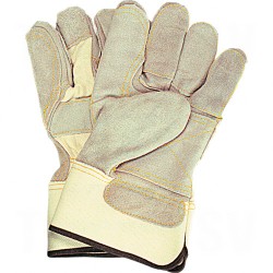 Standard Quality Double Palm Split Cowhide Fitters Glove Large Cotton Split Cowhide Safety Rubberized    