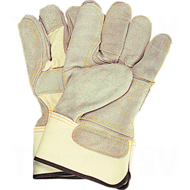 Standard Quality Double Palm Split Cowhide Fitters Glove Large Cotton Split Cowhide Safety Rubberized    