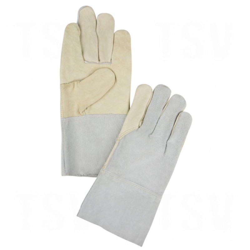 Standard Quality Grain Cowhide Leather Gloves 2X-Large Unlined Grain Cowhide Gauntlet Leather    
