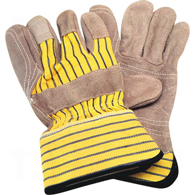 Standard Quality Double Palm Split Cowhide Fitters Glove Large Cotton Split Cowhide Safety Rubberized    