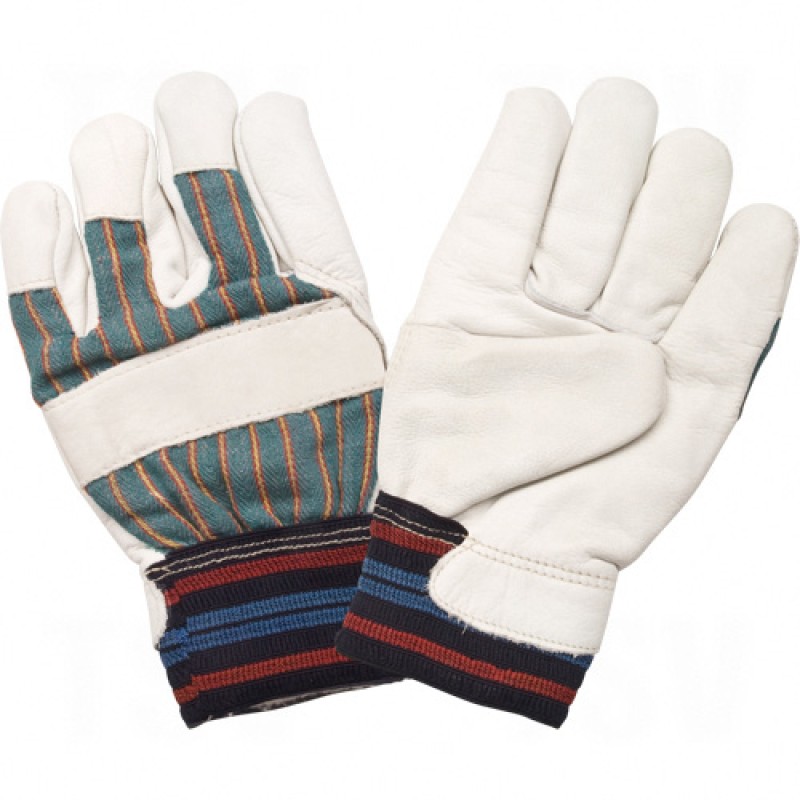 Standard Quality Grain Cowhide Full Cotton Fleece-Lined Gloves Medium Cotton Fleece Grain Cowhide Elastic Rubberized    