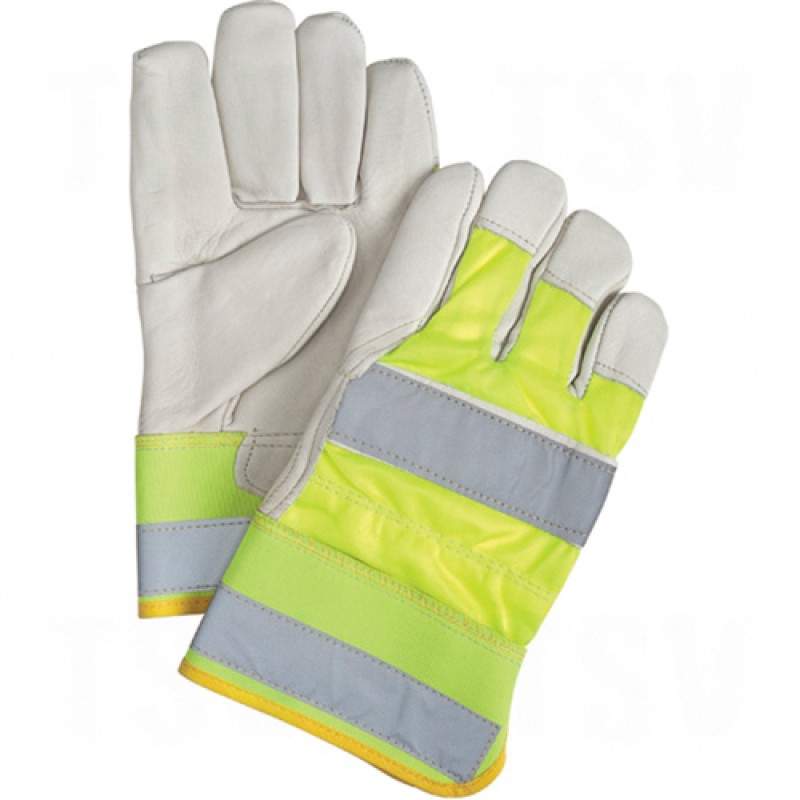 Premium Quality High-Viz Grain Cowhide Fitters Gloves Large Unlined Grain Cowhide Safety Rubberized    