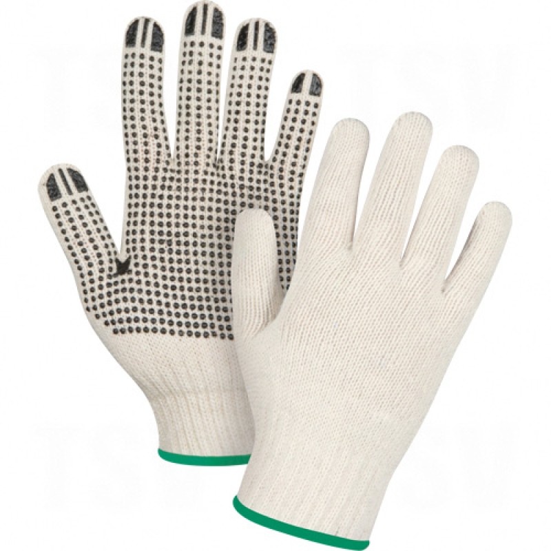 Natural Poly/Cotton Dotted Gloves Large Poly/Cotton Single Sided 7 Guage Natural    