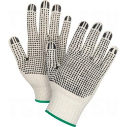 Natural Poly/Cotton Dotted Gloves Large Poly/Cotton Double Sided 7 Guage Natural    