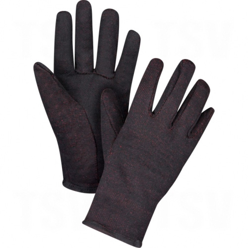 Brown Jersey Gloves Large Brown Red Fleece Slip-On     