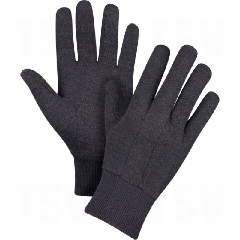 Brown Jersey Gloves Large Brown Unlined Knit Wrist     