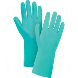 Cotton Flock-Lined Green Nitrile Gloves 2X-Large (11) 15-mil